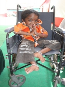 Disabled boy  on a wheelchair