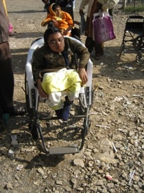 Disabled boy on a wheelchair