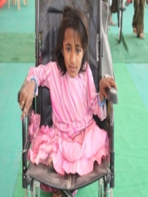 Disabled girl on a wheelchair