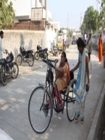Disabled woman on a wheelchair
