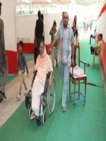 Disabled woman on a wheelchair