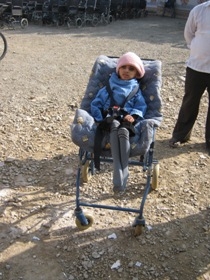 Disabled boy  on a wheelchair