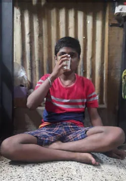 Yashvi’s brother with his asthma pump