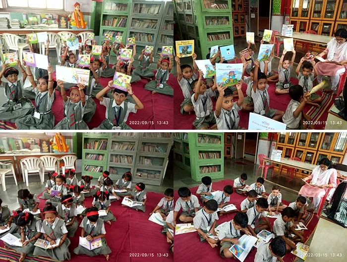 Children Reading books from Sayadri Vidya Mandir School