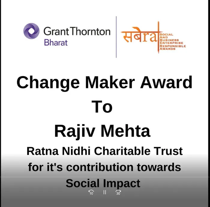 Change Maker Award to Rajiv Mehta